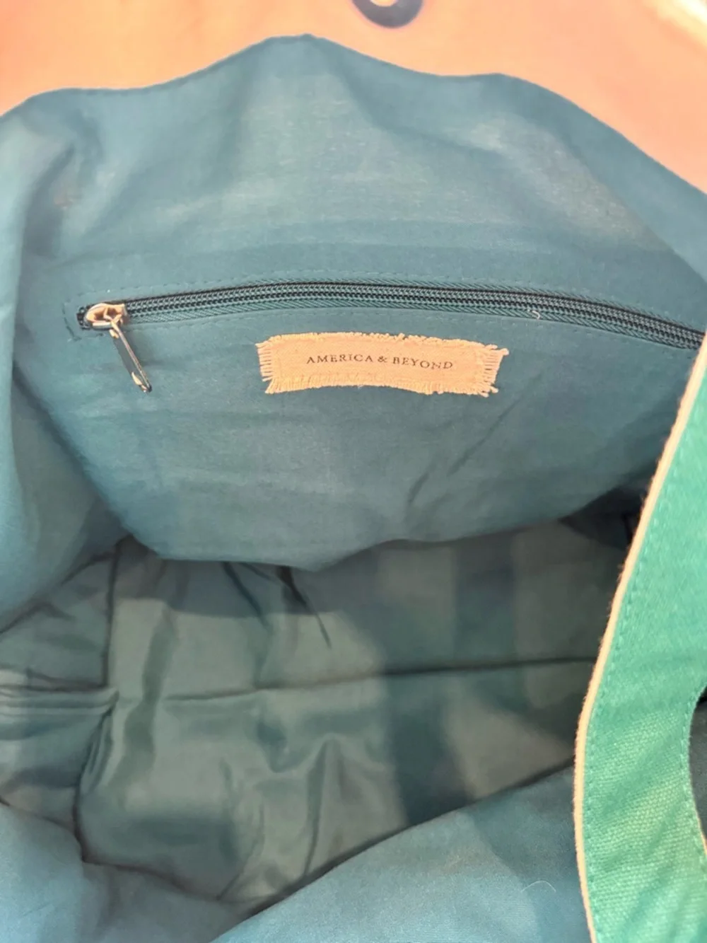 Canvas Lemon Tote Bag with Teal Trim - Picture 3 of 5